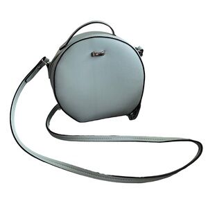 Baby Blue Round Crossbody Hand Bag, Faux Leather